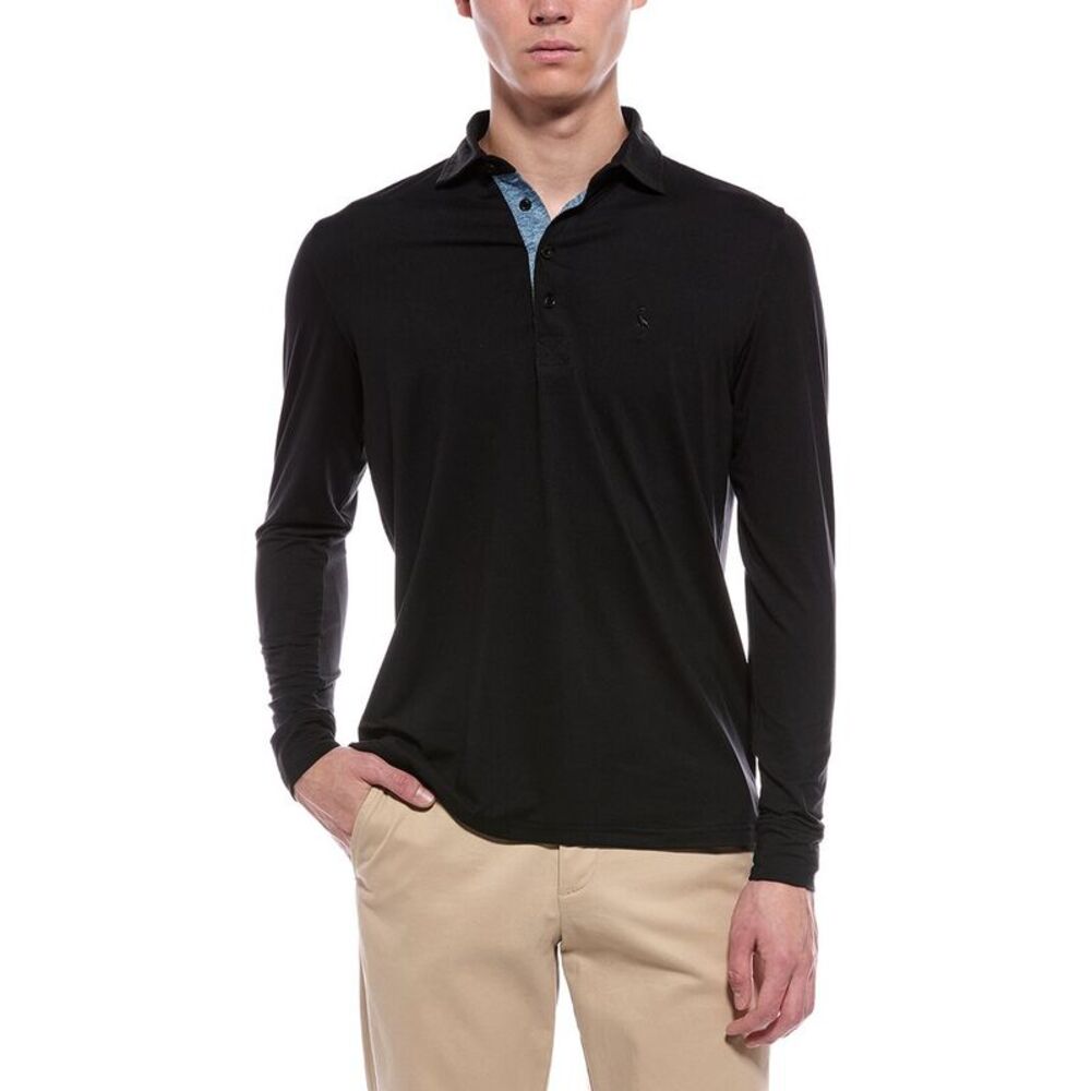 Tailorbyrd Mens  Brushed Mélange Polo Shirt, Black